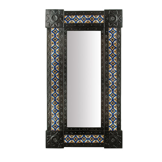Eged Mexican Tin Tile Mirror 36.5x20"