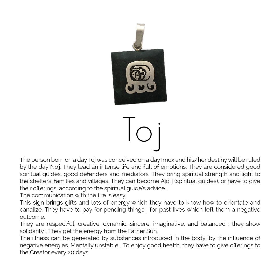 Square Jade Sterling Silver Maya Glyph Pendant