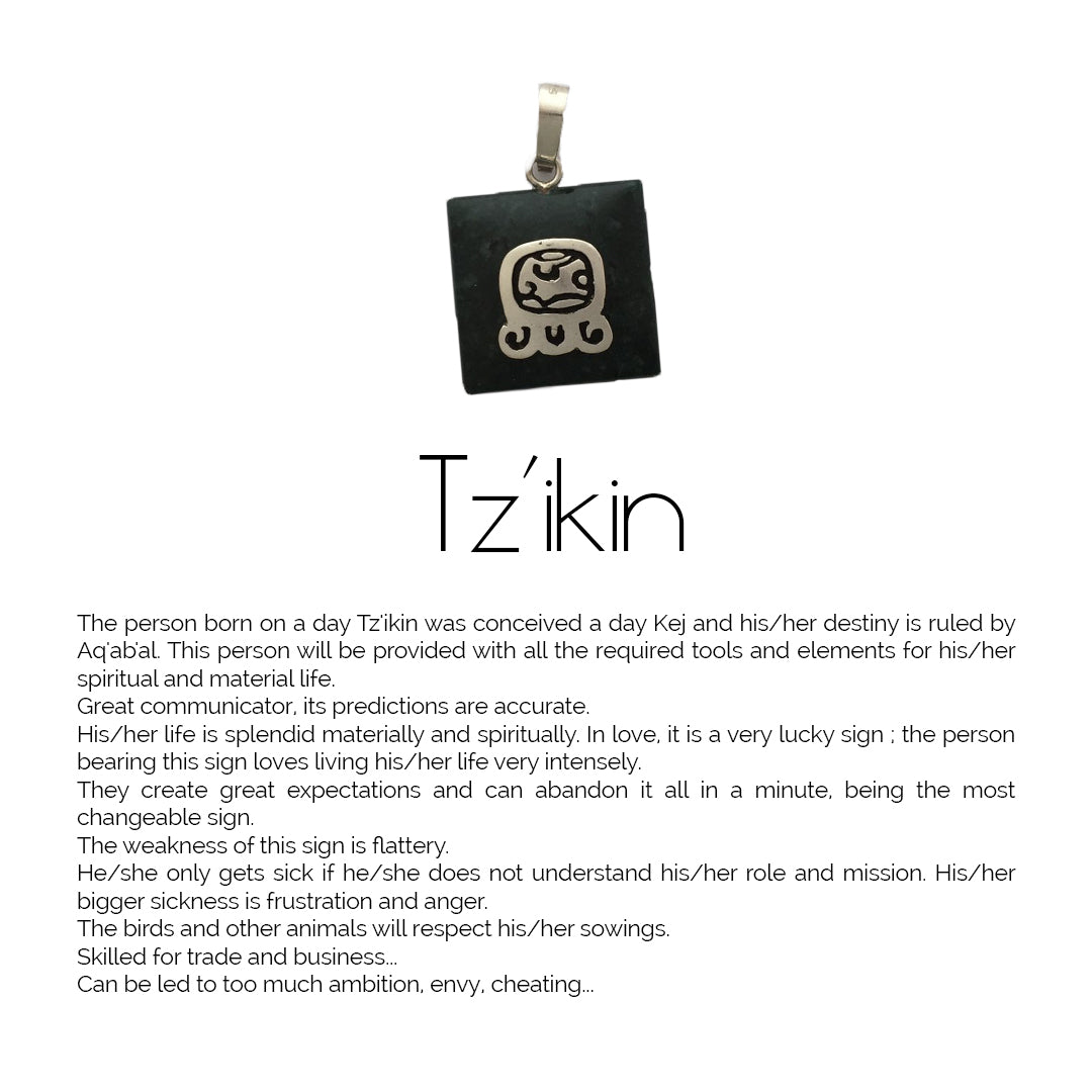 Square Jade Sterling Silver Maya Glyph Pendant