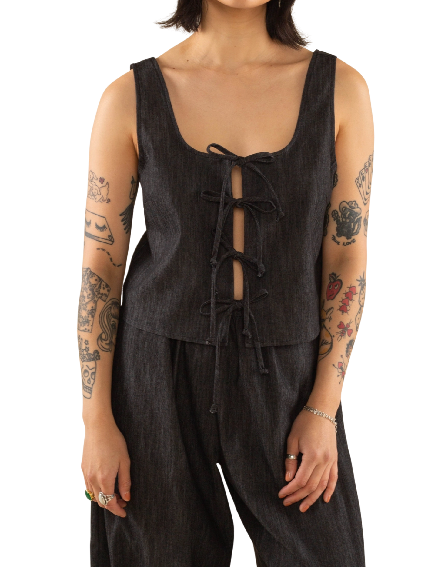 Denim Tie Top