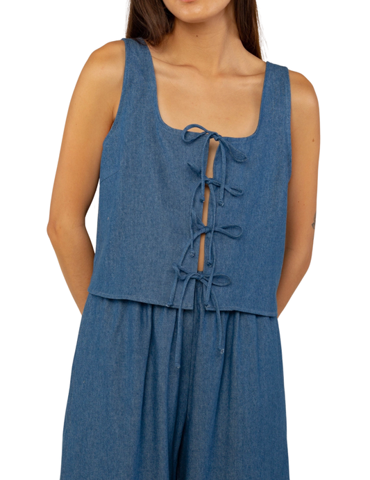 Denim Tie Top