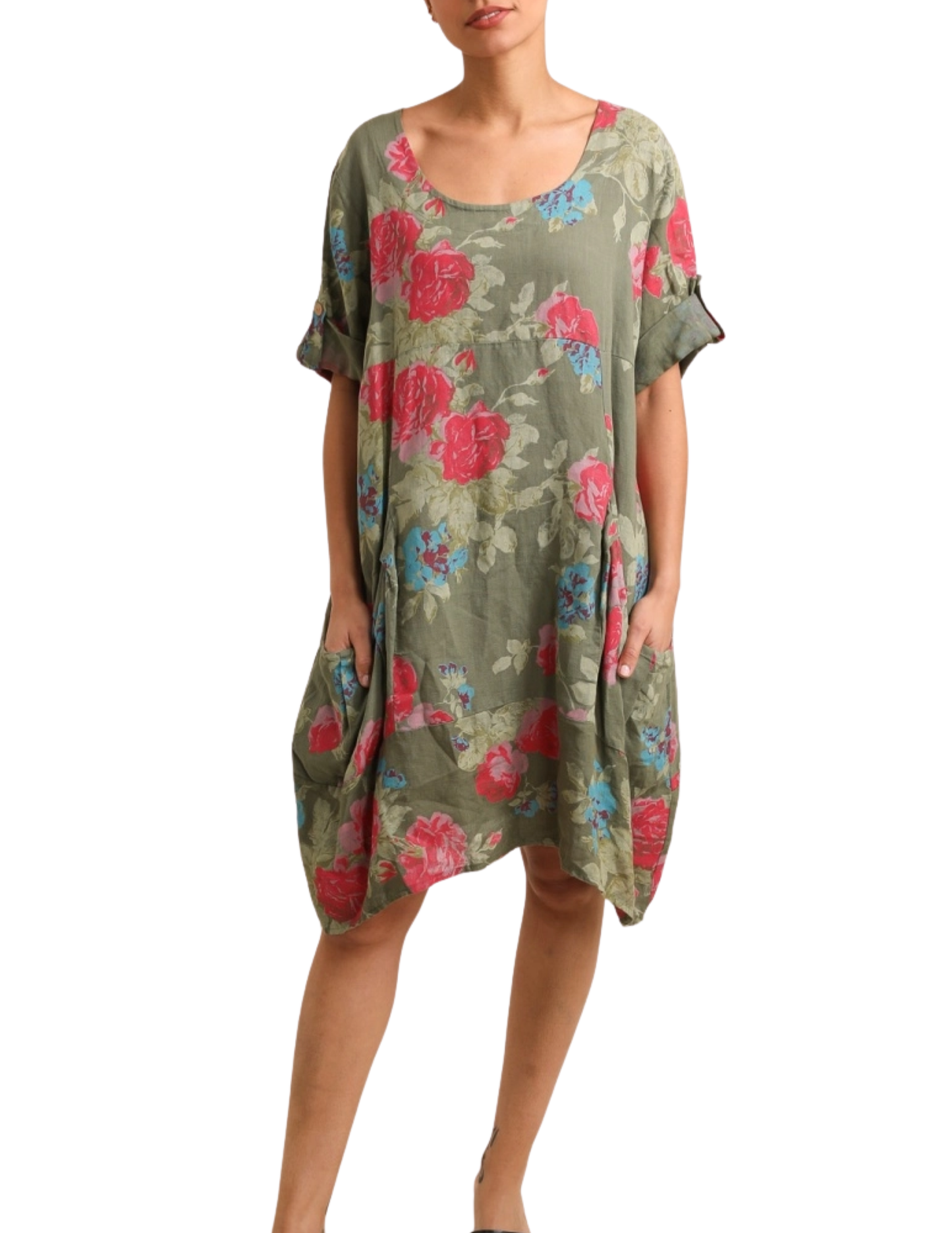 Floral Print Linen Dress