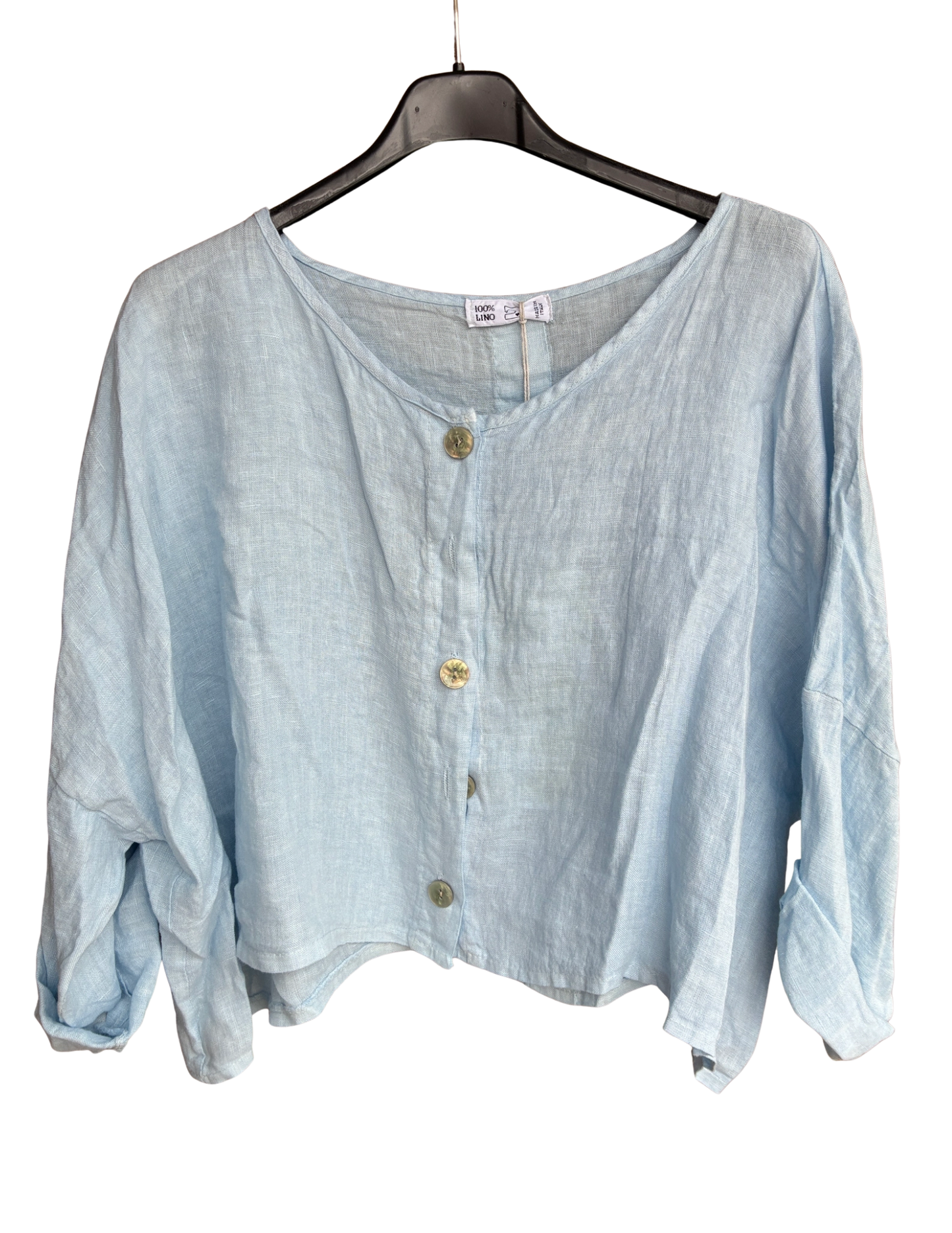 3/4 Sleeve cropped Linen Shirt