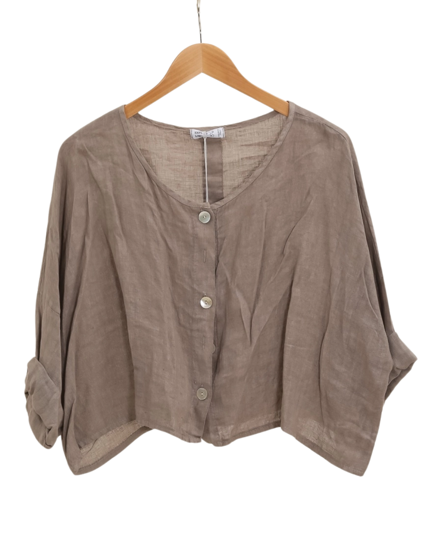 3/4 Sleeve cropped Linen Shirt