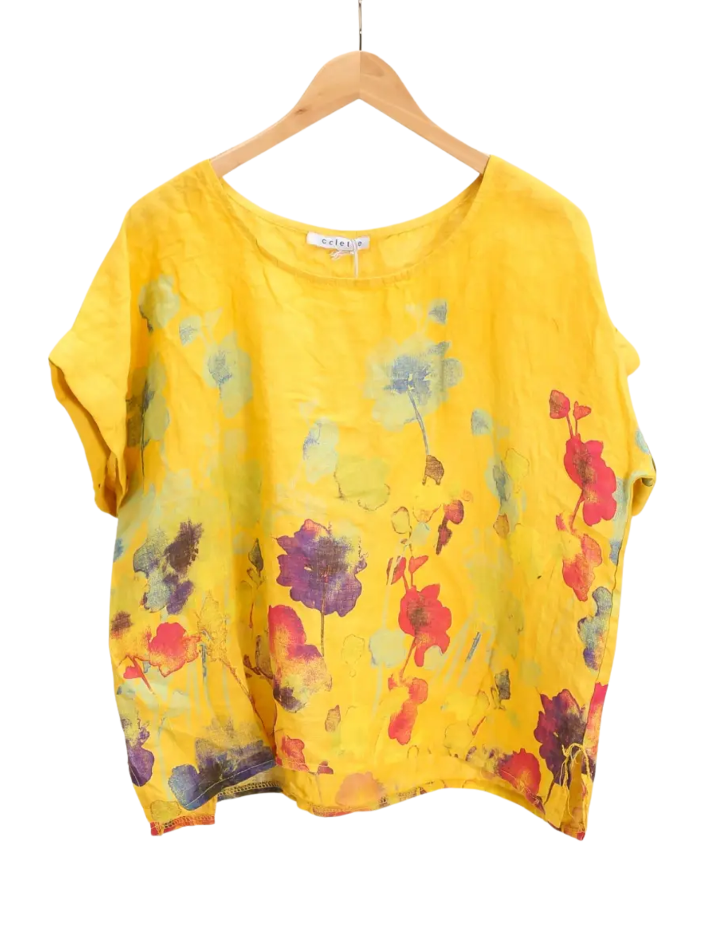 Round Neck Printed Linen T-Shirt