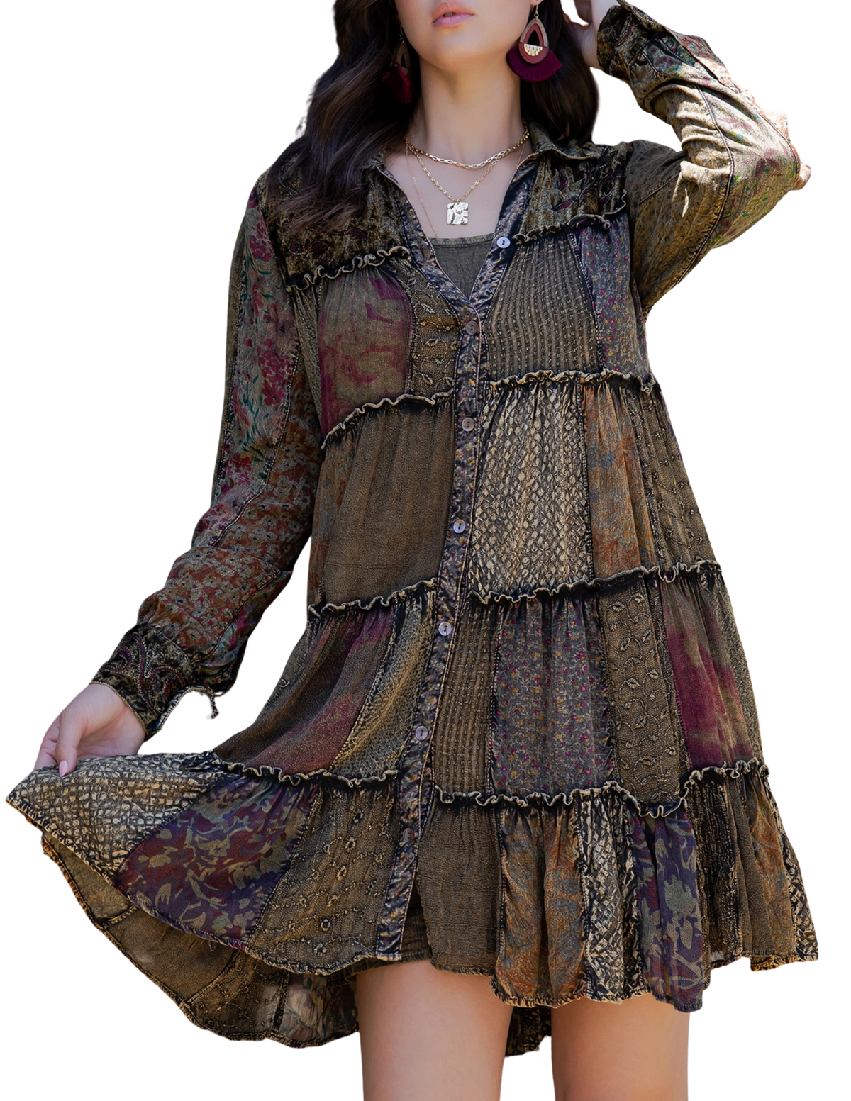 Artisan Embroidered Jhabla Shirt Dress