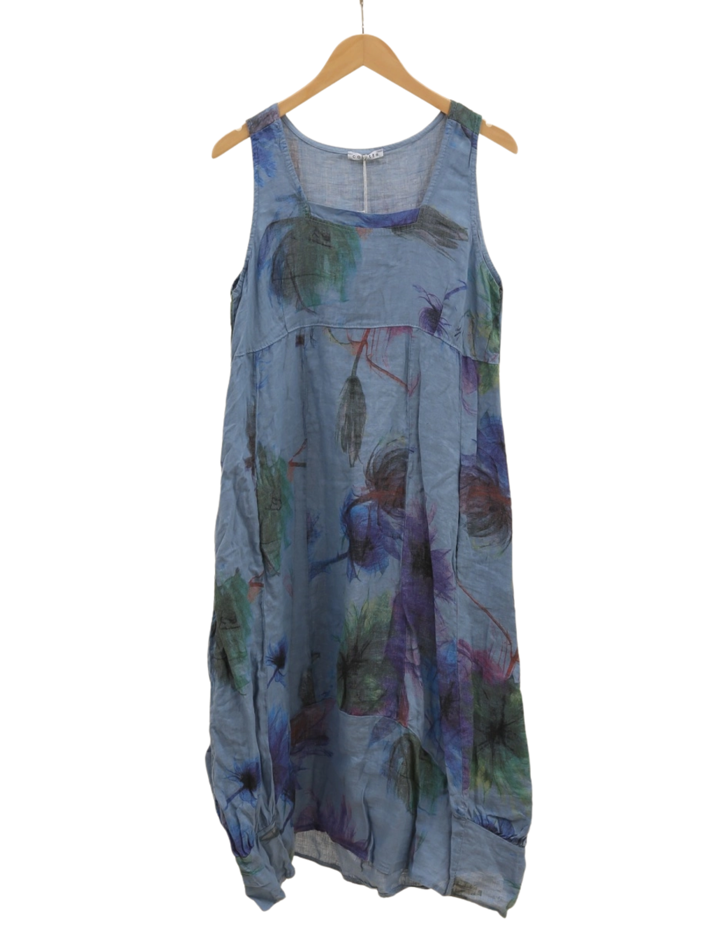 Floral Print Sleeveless Linen Dress