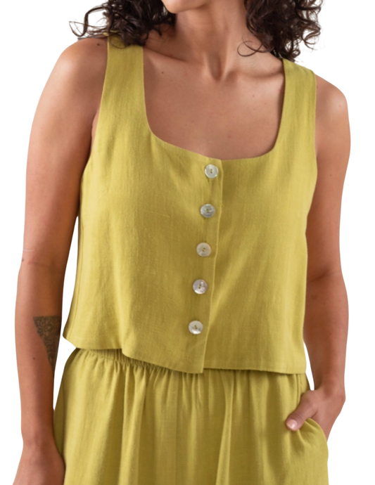Square Neck Linen Vest