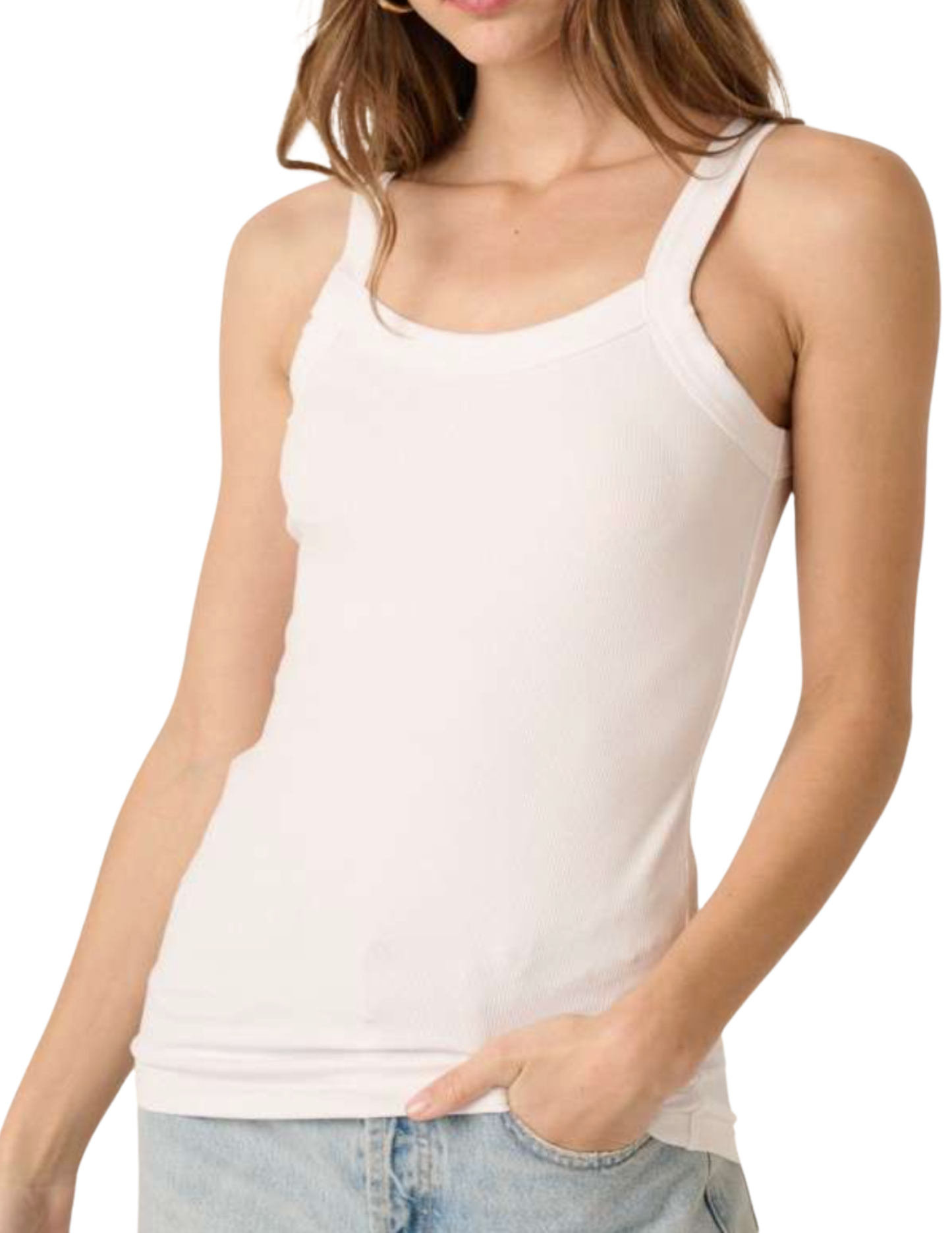Rib Knit Square Neck Tank Top