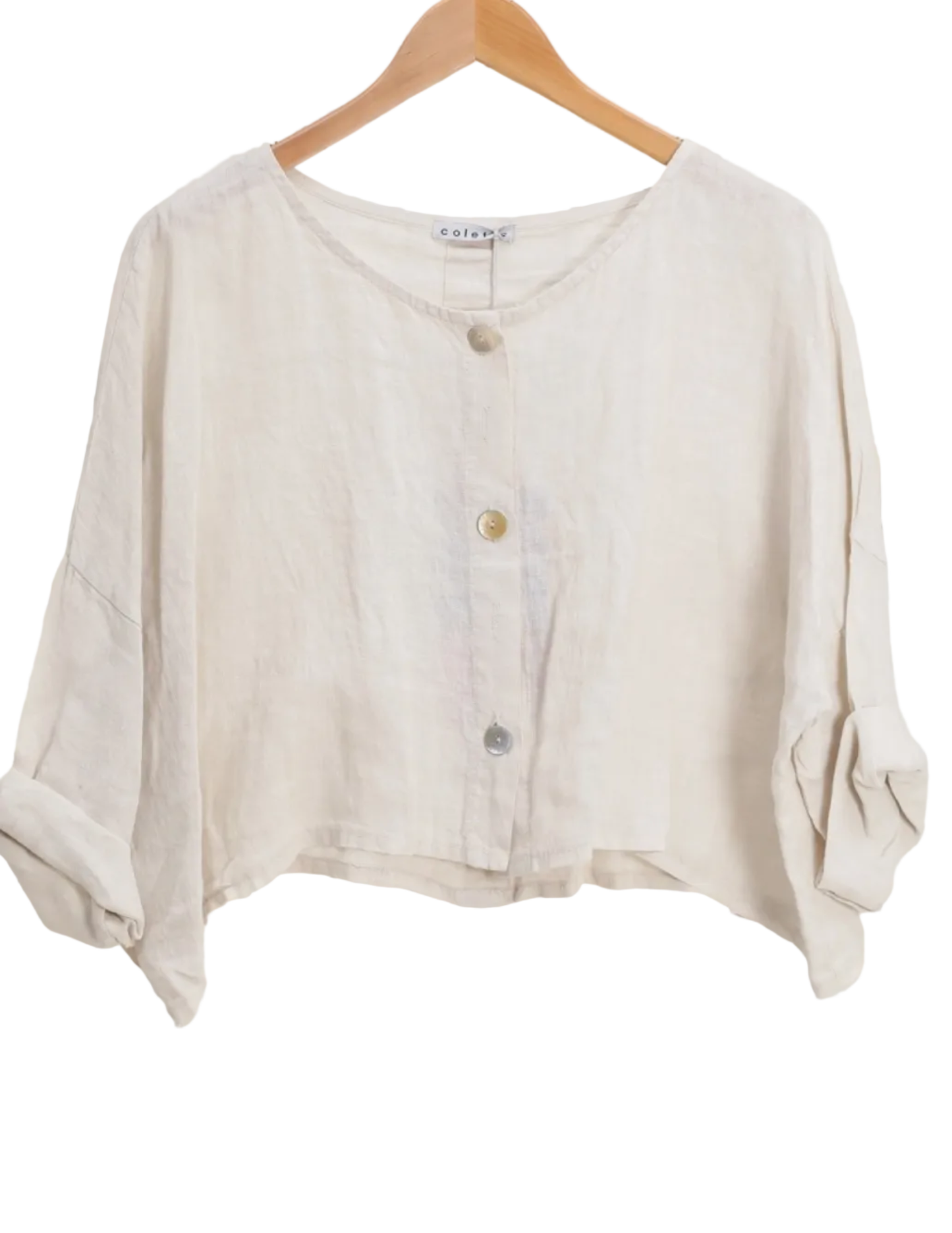3/4 Sleeve cropped Linen Shirt