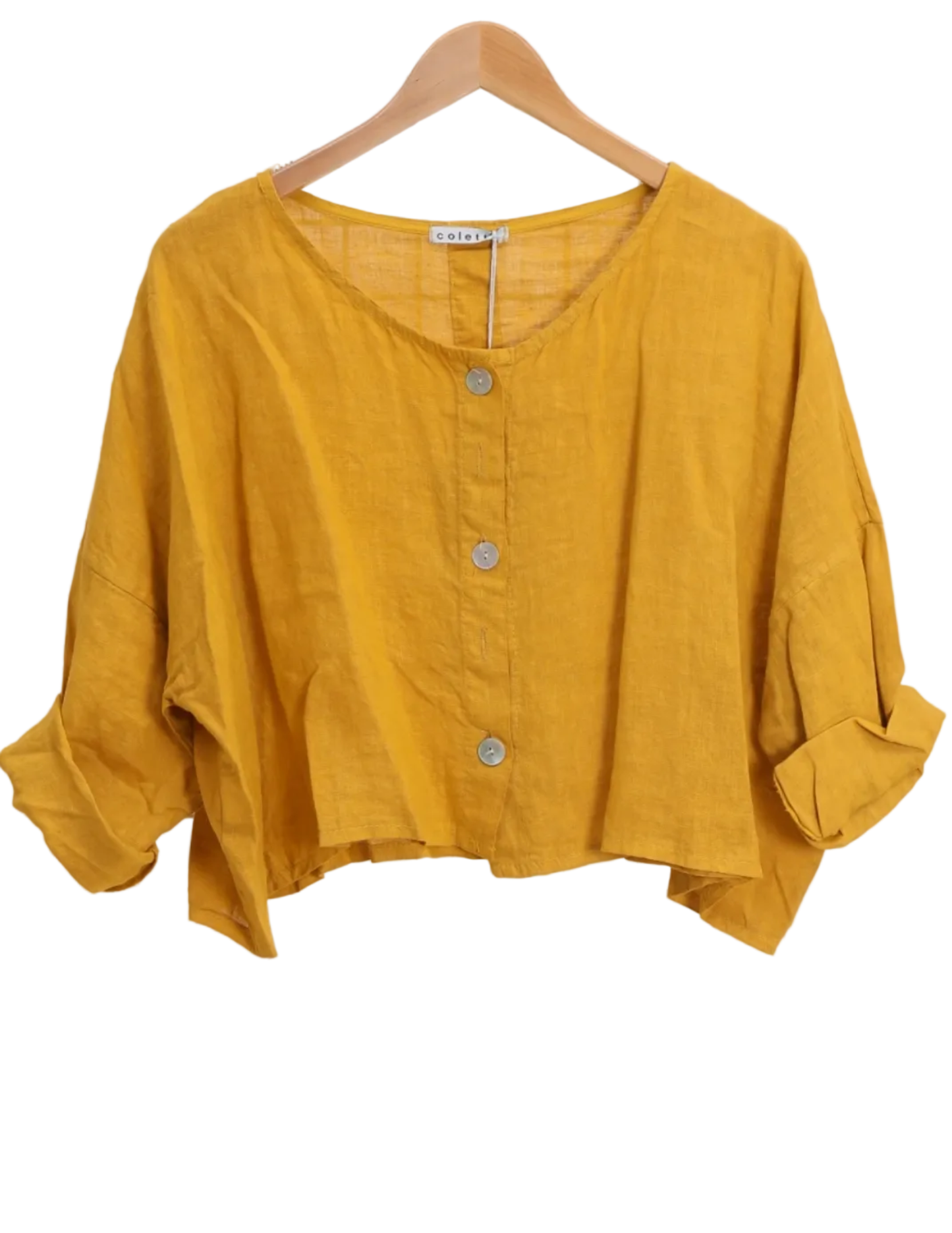3/4 Sleeve cropped Linen Shirt