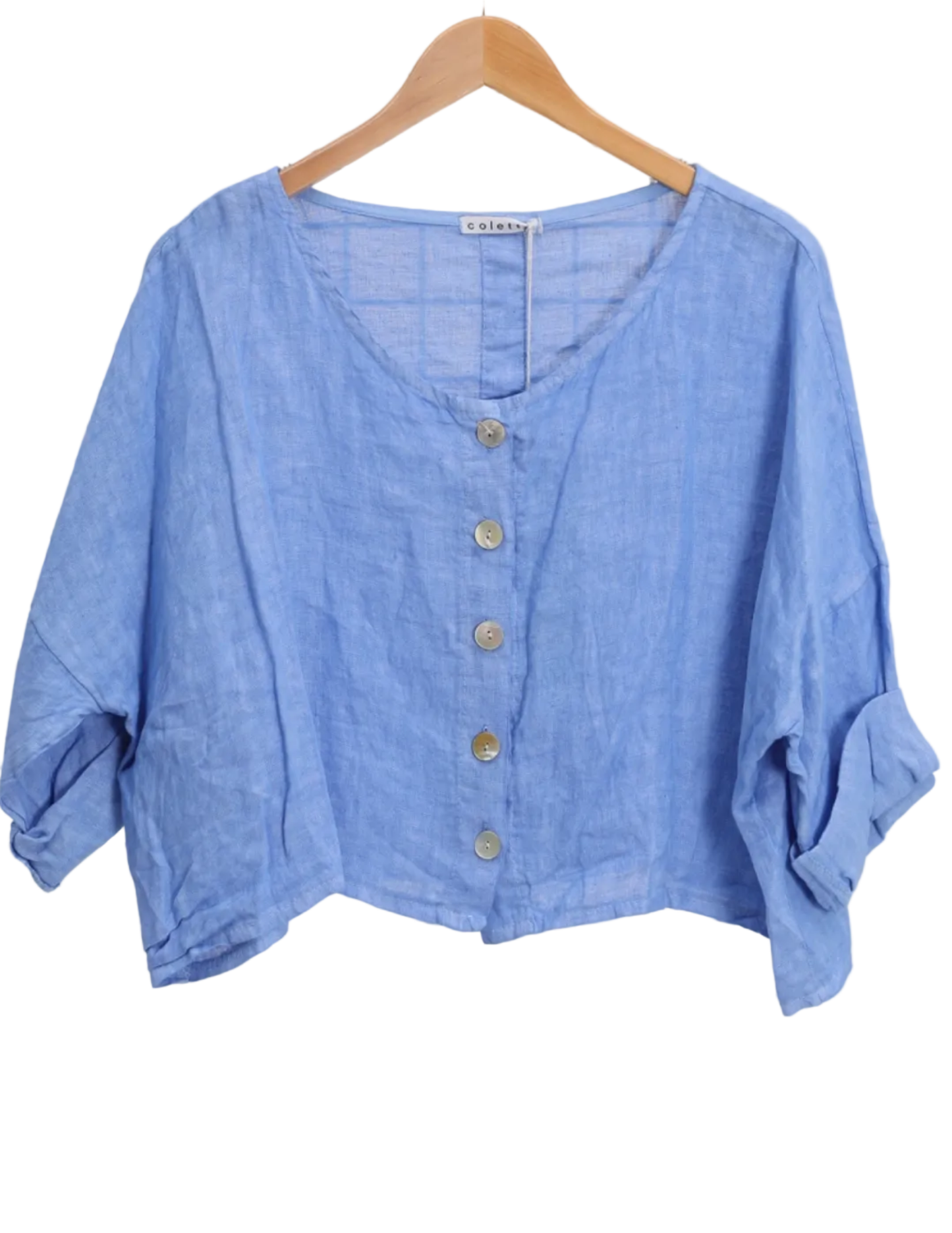 3/4 Sleeve cropped Linen Shirt