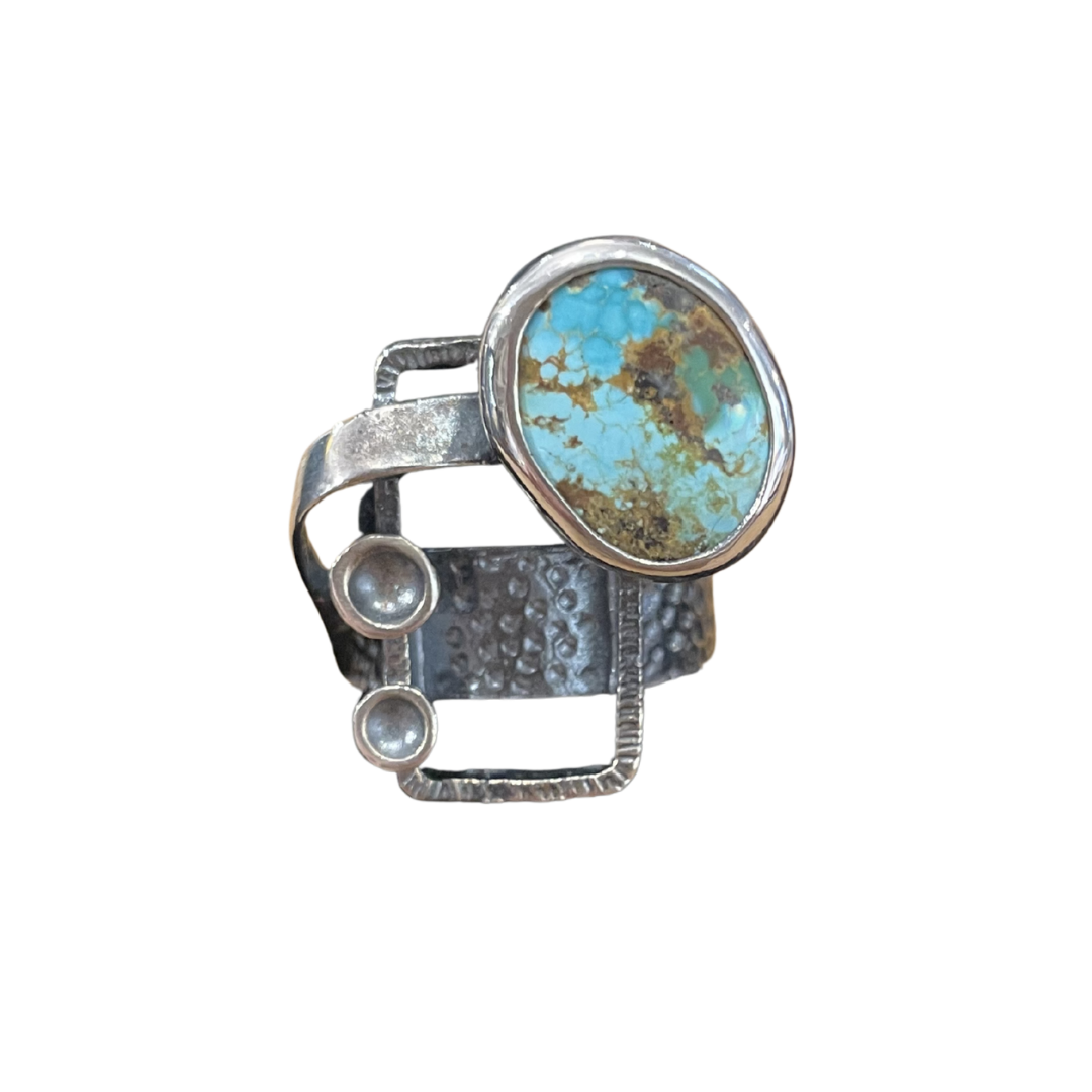 Turquoise Industrial Silver Ring