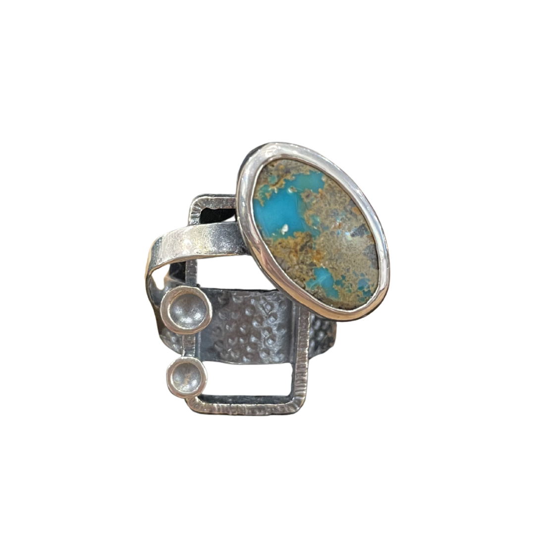 Turquoise Industrial Silver Ring