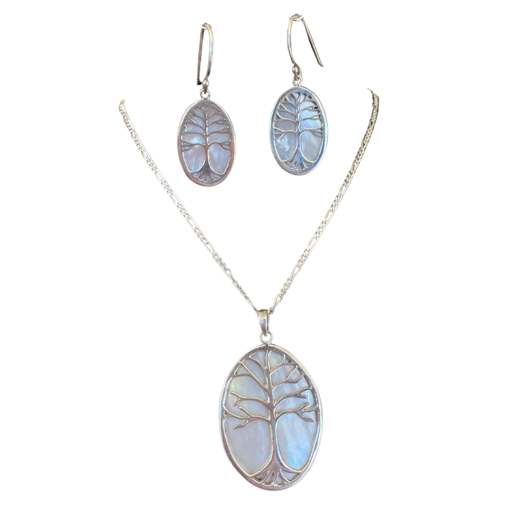 Mother of Pearl Tree of Life Earrings