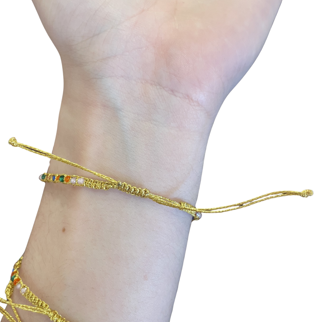 Bohemian 14K Gold Braided Stone Bracelet