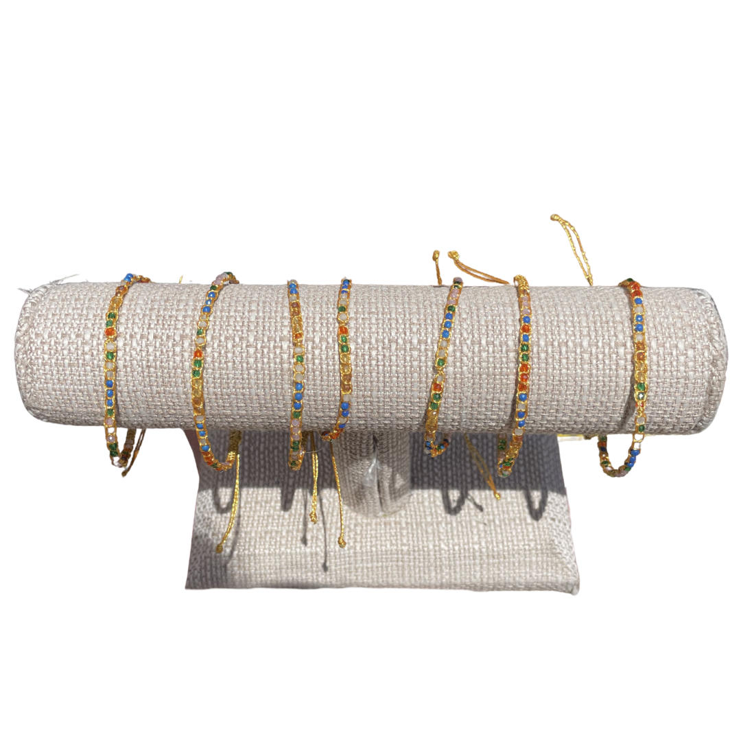 Bohemian 14K Gold Braided Stone Bracelet