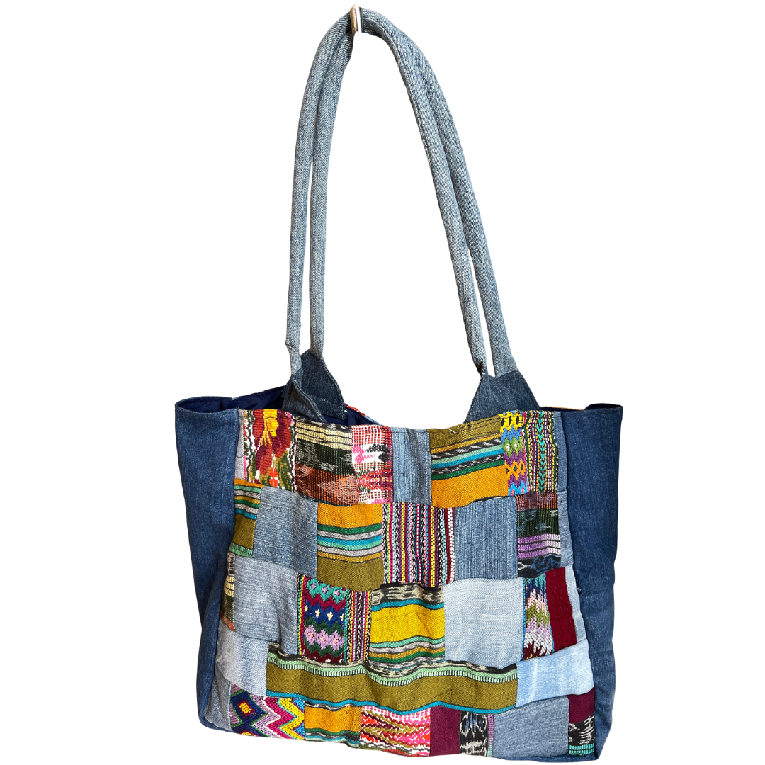 Denim Patchwork Tote Bag