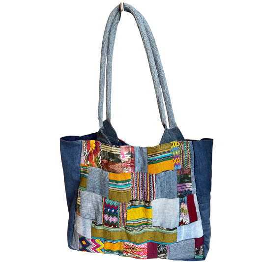 Denim Patchwork Tote Bag