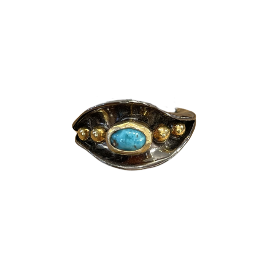 Turquoise Gold 14k Silver Ring