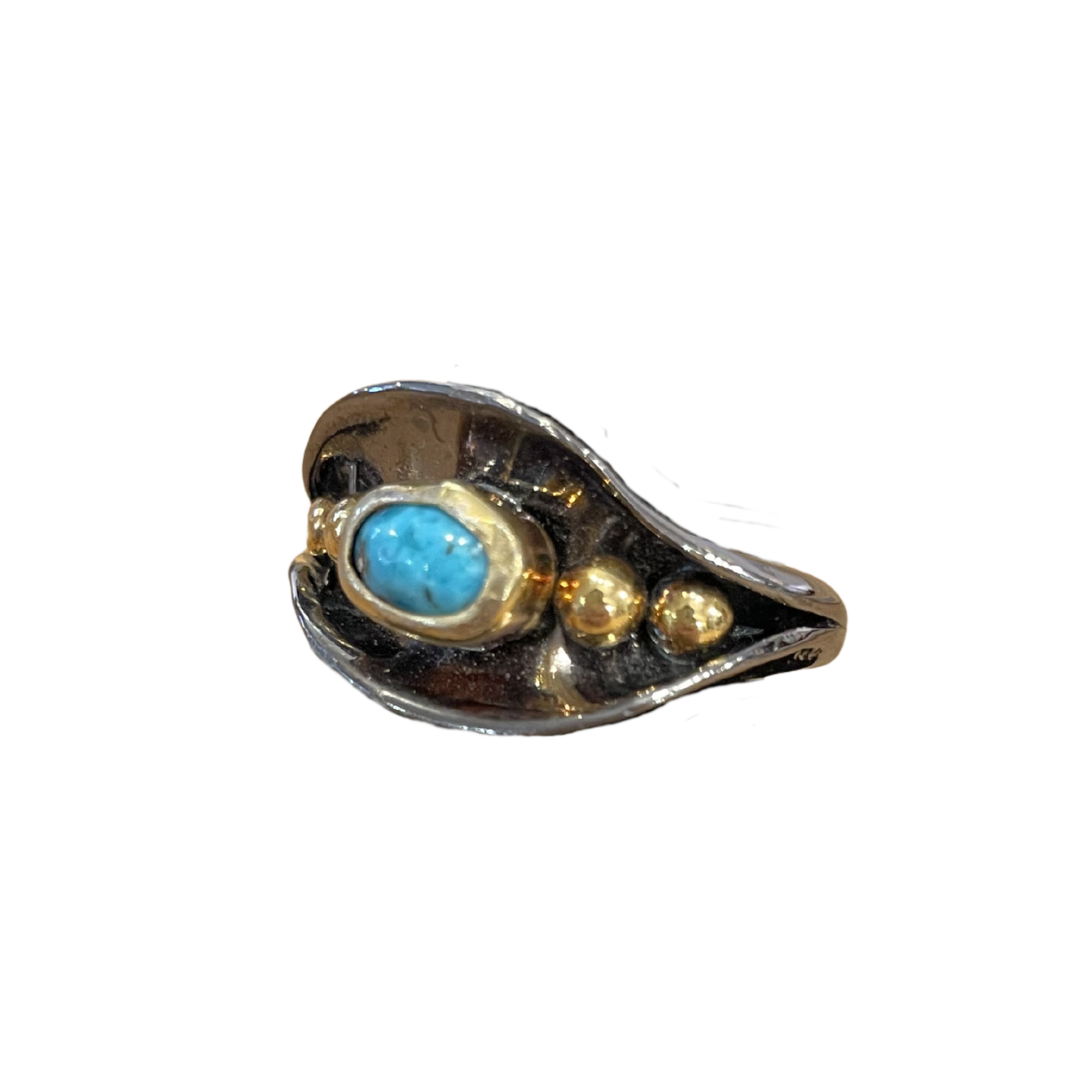 Turquoise Gold 14k Silver Ring