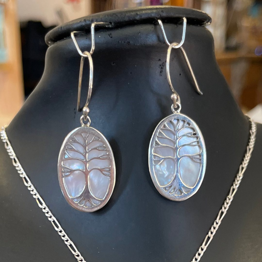 Mother of Pearl Tree of Life Earrings