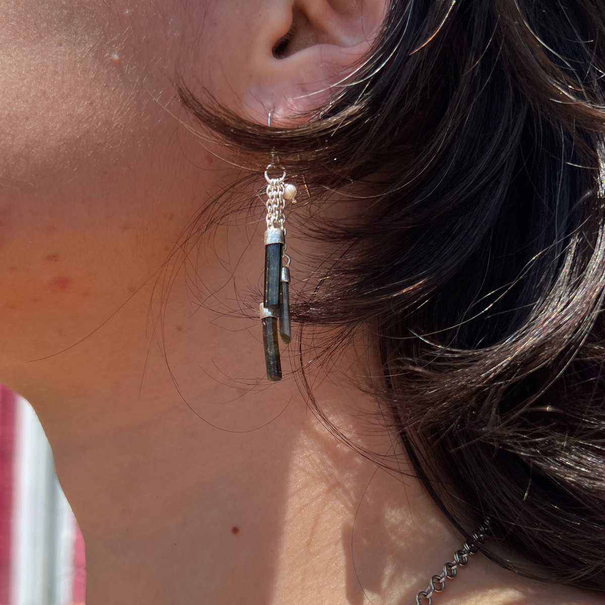 Raw Black Tourmaline Chandelier Set