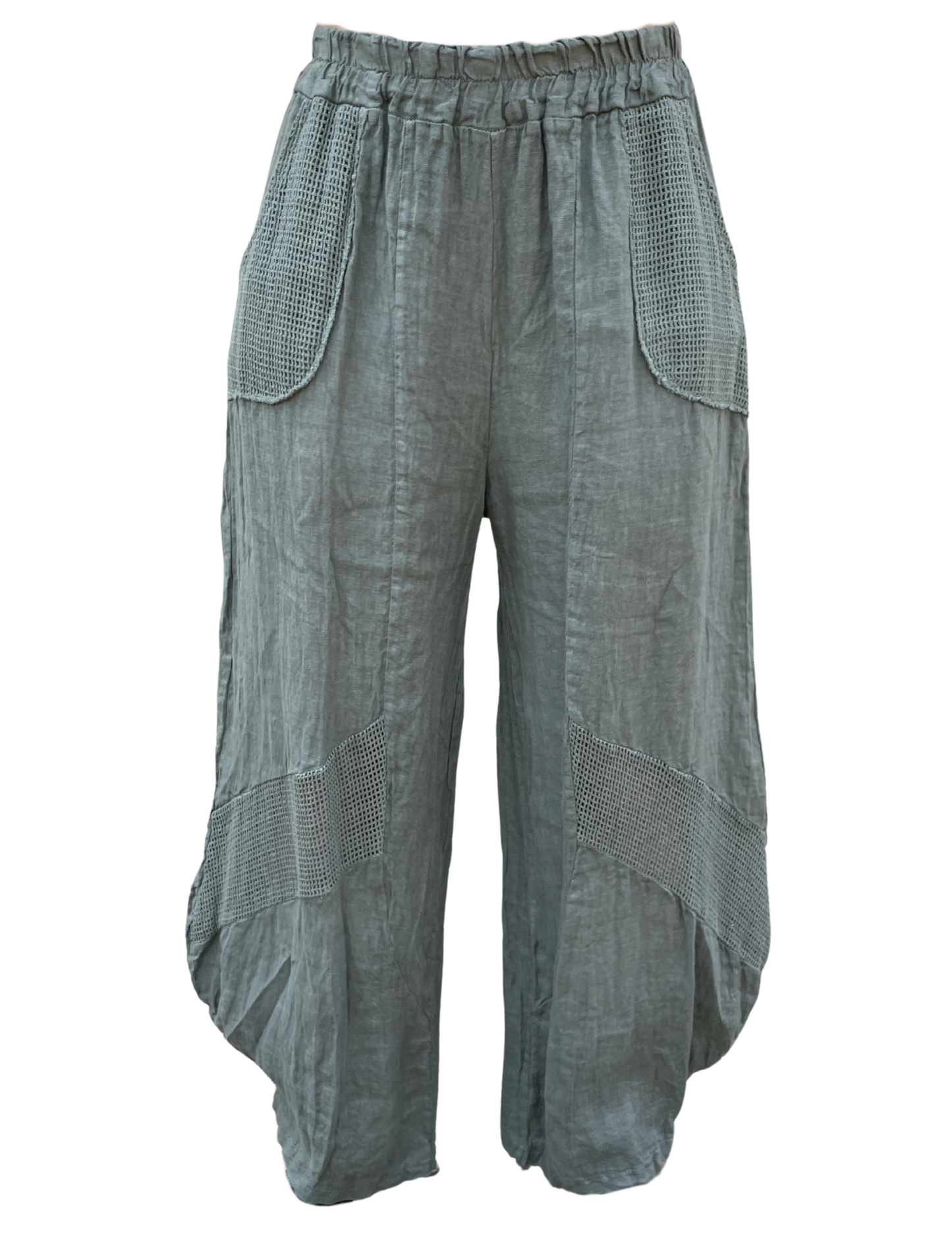 Linen Pants with Cotton Detail