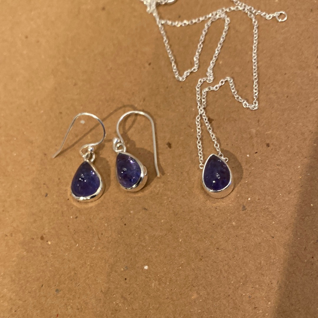 Iolite  Silver Tear Drop Set