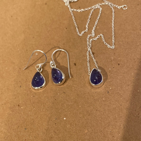 Iolite  Silver Tear Drop Set