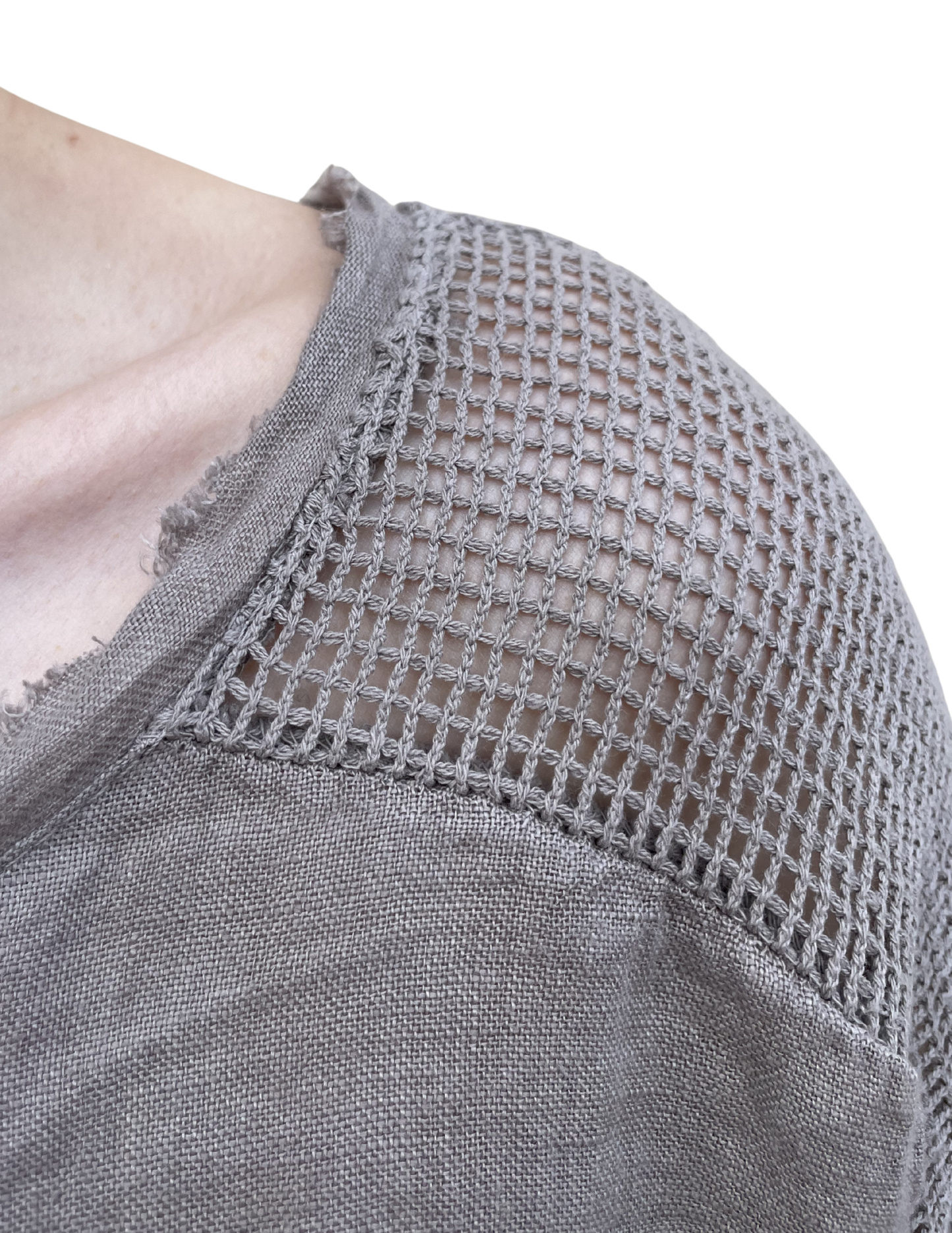 Linen Top with Cotton Detail