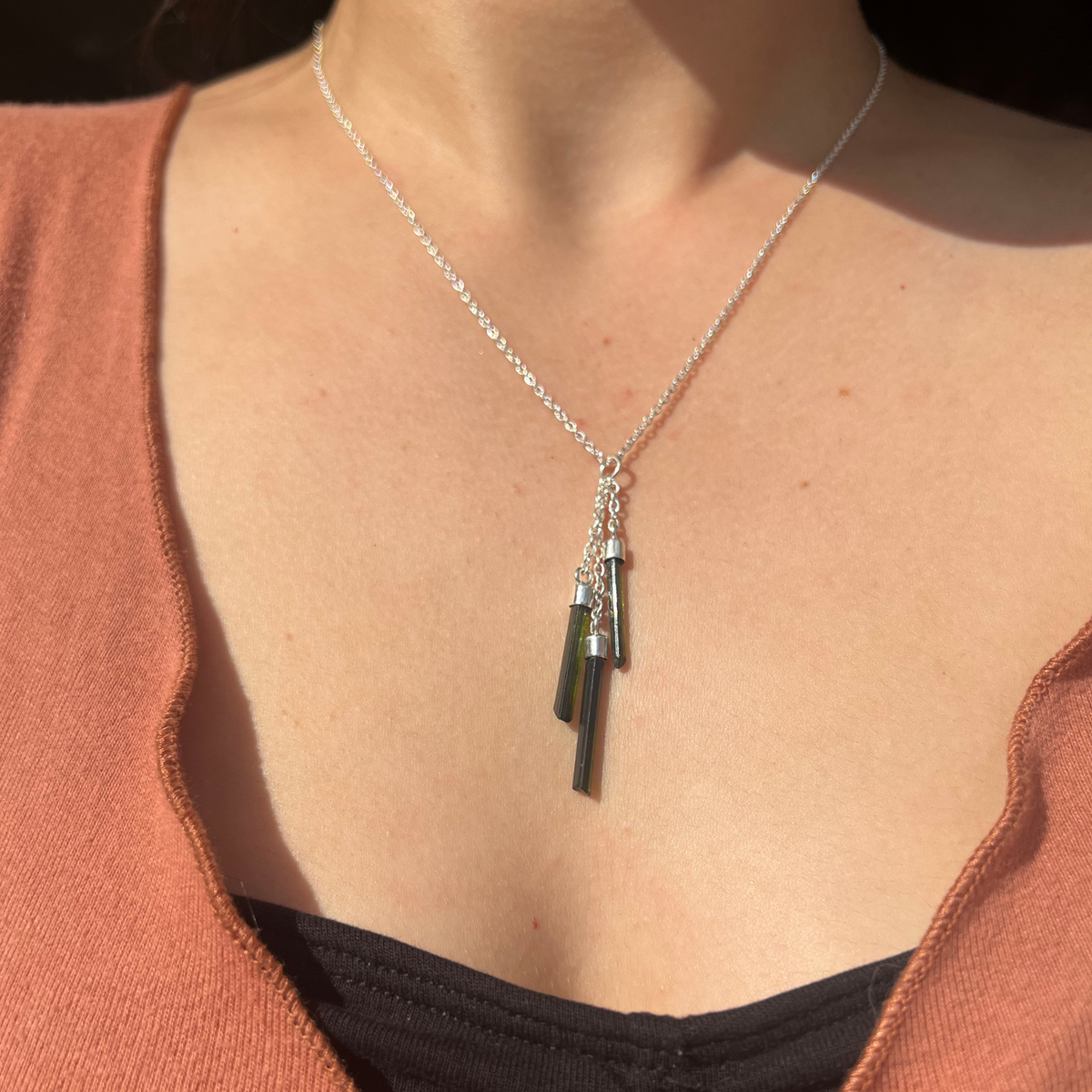 Raw Black Tourmaline Chandelier Set