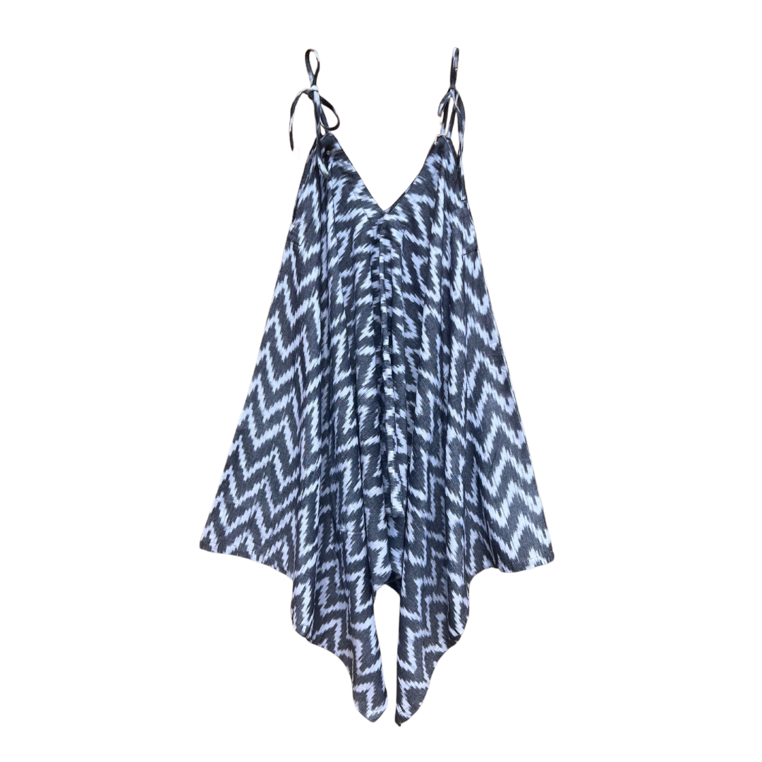 Ikat  Black and White Romper