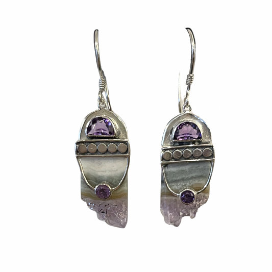 Amethyst & Uruguay Crystal Earrings