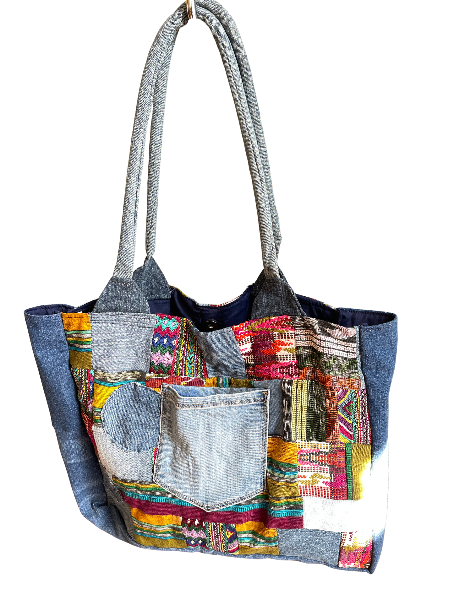 Denim Patchwork Tote Bag