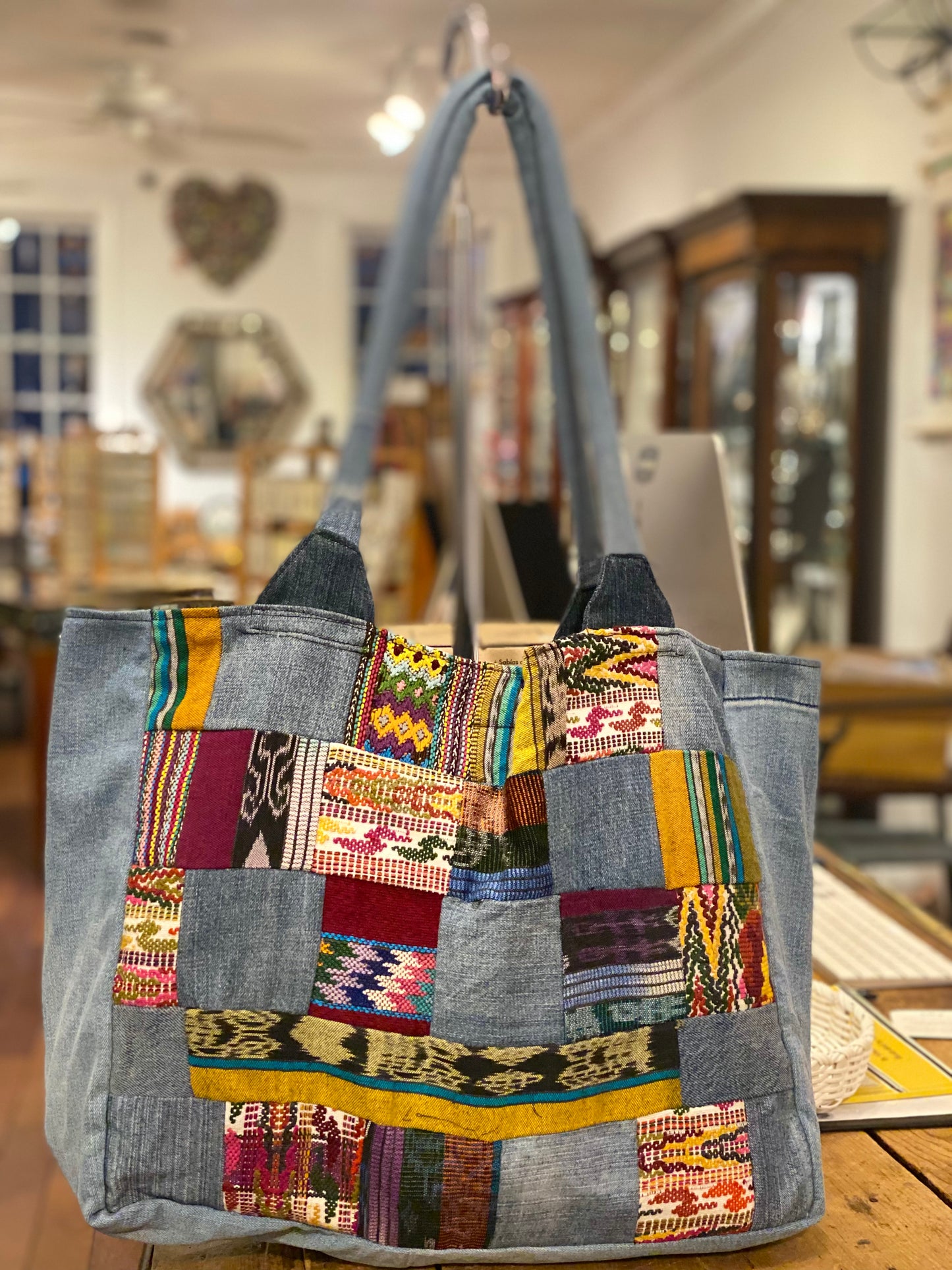 Denim Patchwork Tote Bag
