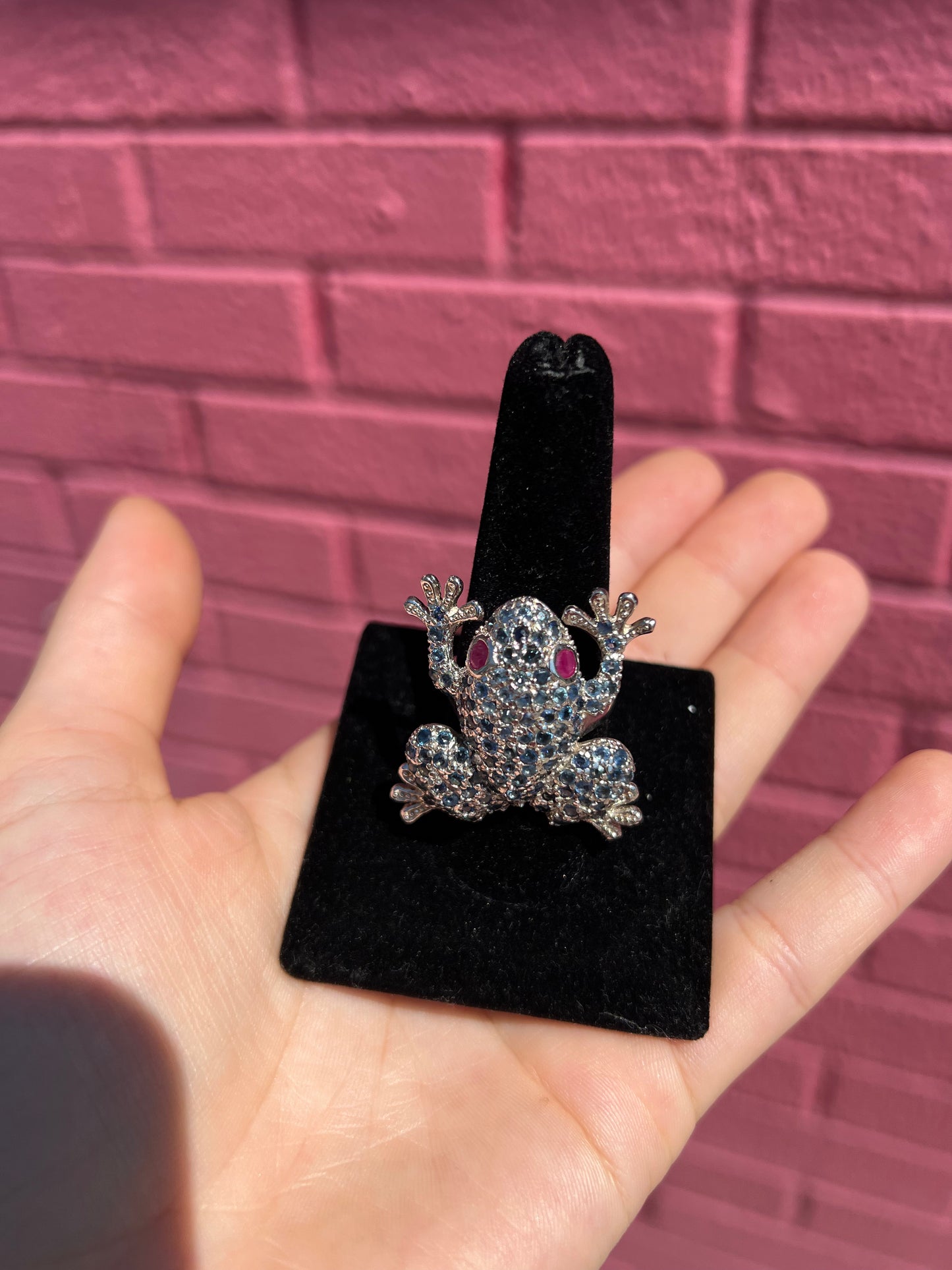 Encrusted Sapphire & Ruby Frog Ring