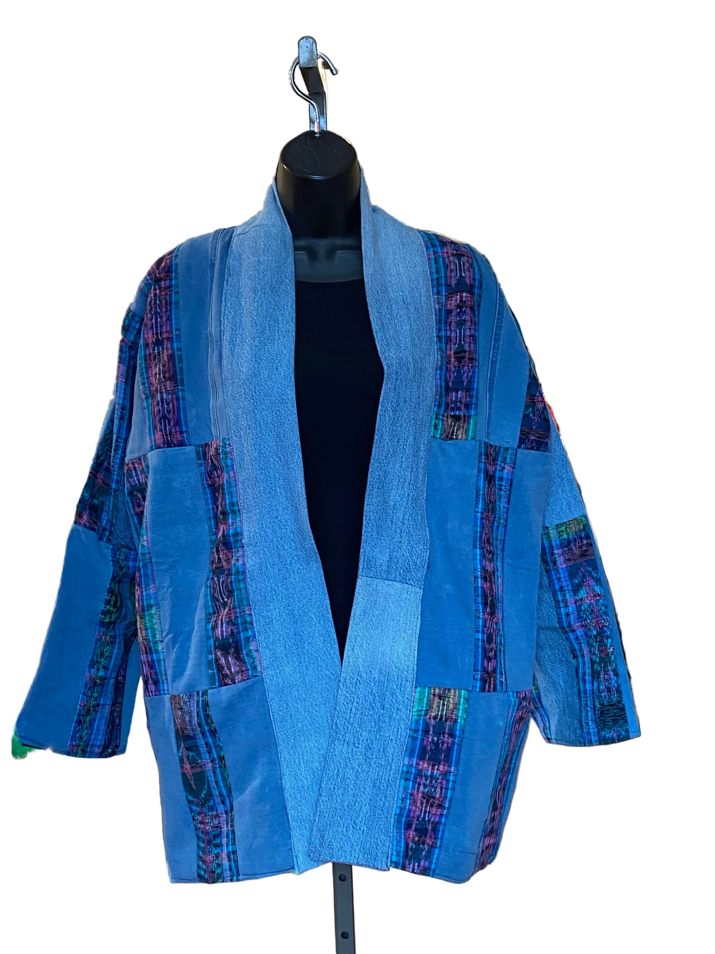 Upcycle Denim with Ikat Jacket (Dark)