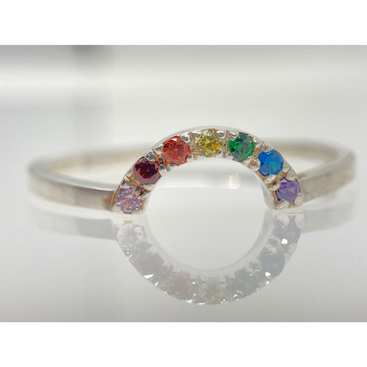 Rainbow semi Circle Sterling Silver Ring
