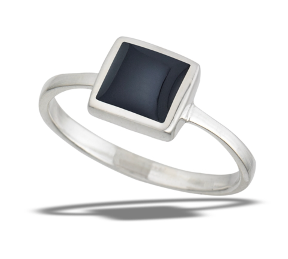 Modern Ring With Square Black Onyx
