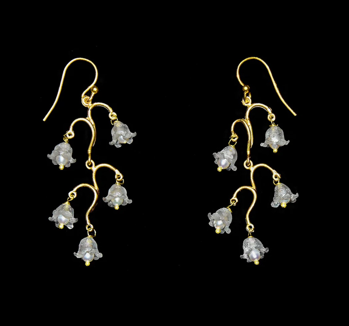 Lily of the valley long-wire earrings
