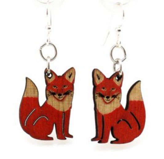 Fox wooden earrings
