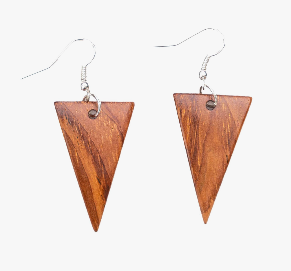 Wood triangle earrings