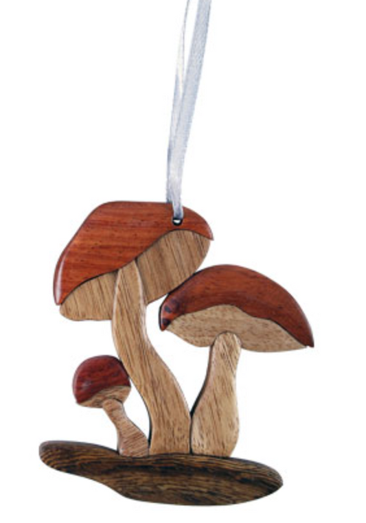 Wooden Mushroom Ornament