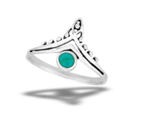 Sterling Silver Granulation Design With Synthetic Turquoise Ring