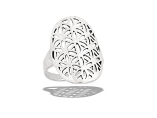 Sterling Silver Multiple Flower Filigree Ring