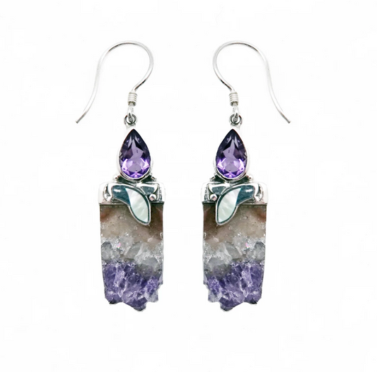 Amethyst & Uruguay Crystal Earrings