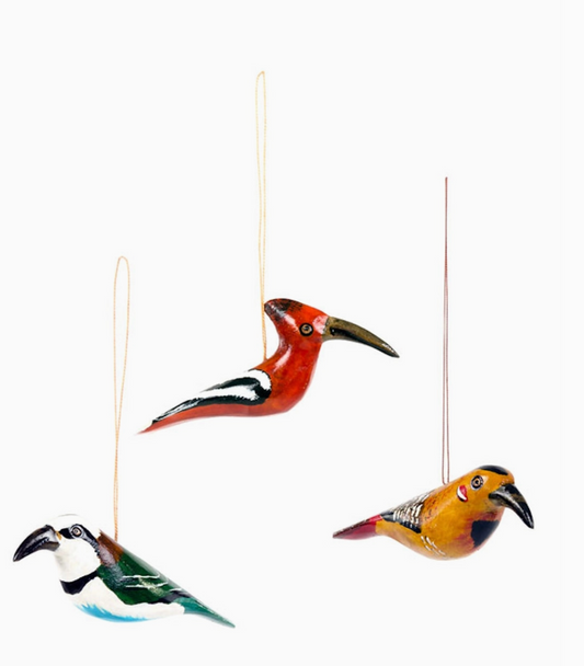 Kenyan Wooden Bird Holiday Ornaments