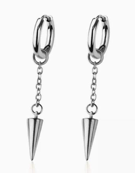 Pair of 316L Stainless Steel Huggie/Hoop Earrings with Rive