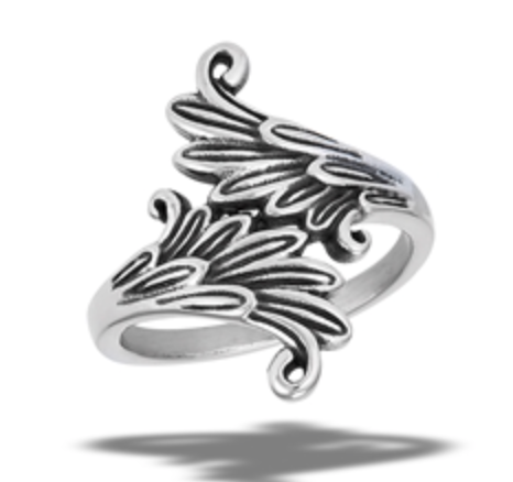 Stainless Steel Double Wings Ring